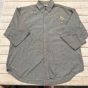 Dynasty Minnesota Vikings‎ Button Down Shirt Men's XXL Black Gray Plaid
